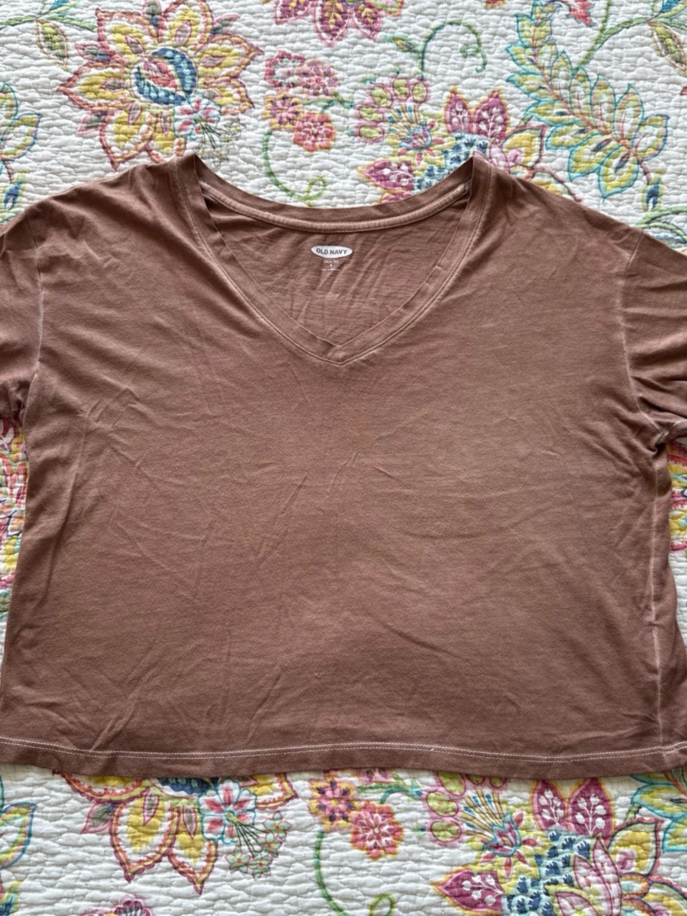 Old Navy Brown V-Neck Short Sleeve Tee